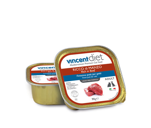 Patè Vincent Diet Gatto Ricco di Manzo